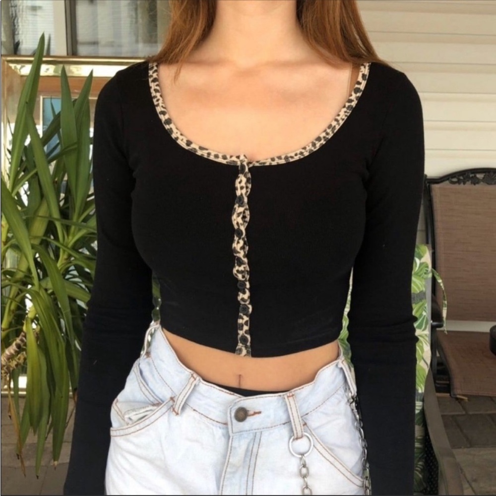 Brandy Melville Cheetah Trim Top
